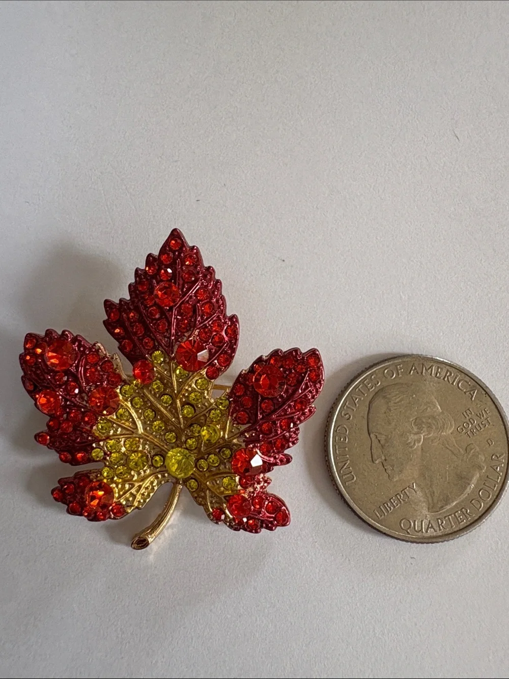 Rhinestone Maple Leaf Brooch/Pendant
